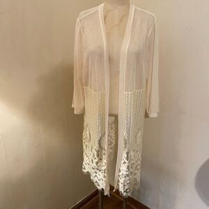 FORGOTTEN GRACE Lacy Sheer FLORAL Lace DUSTER 1X NWOT